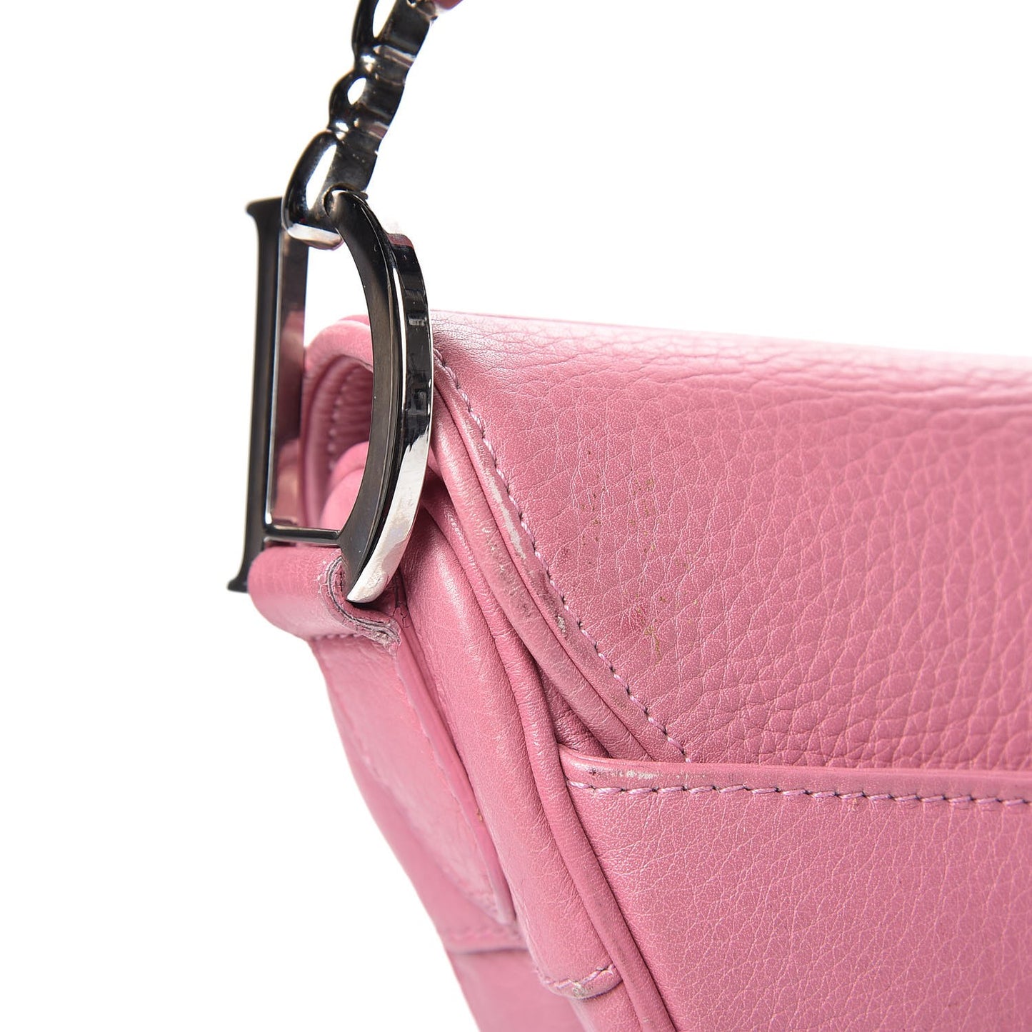 Calfskin Embroidered Romantic Flowers Saddle Bag Pink
