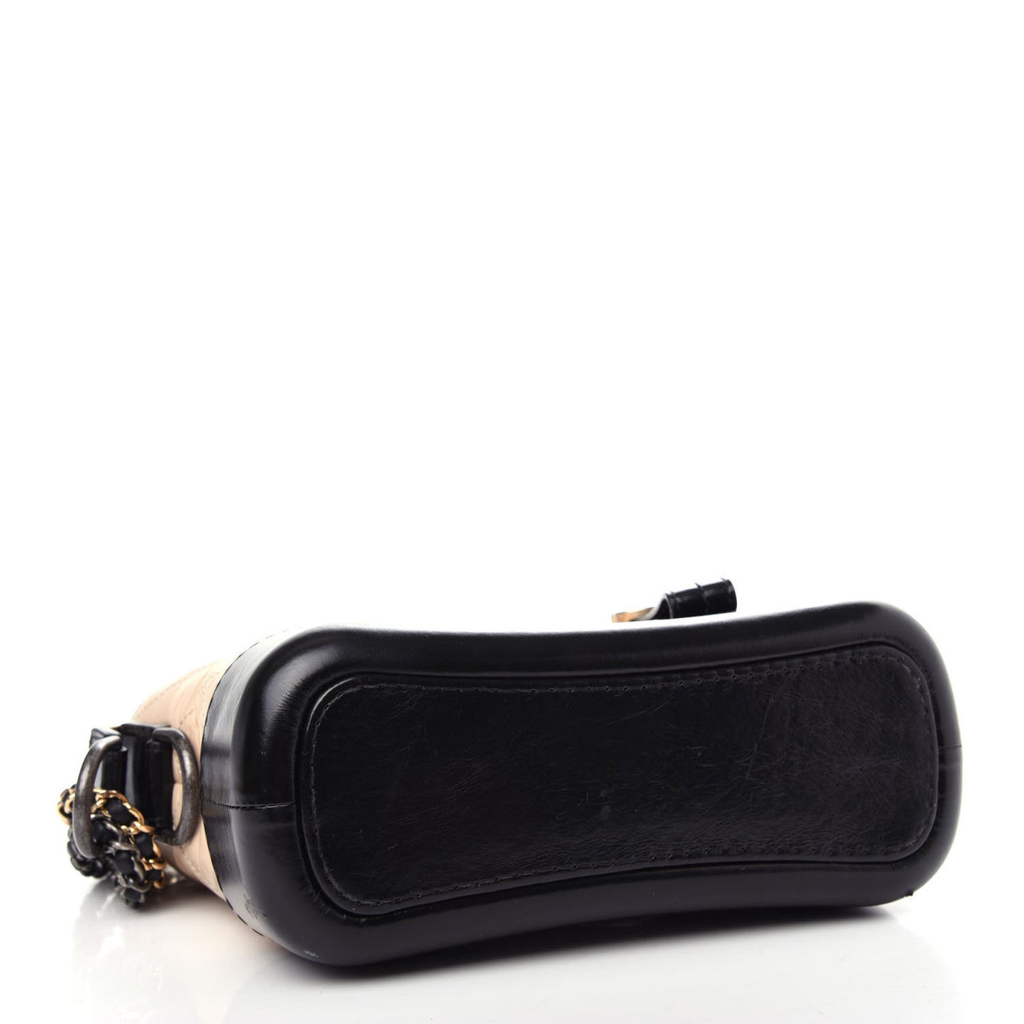 Aged Calfskin Quilted Small Gabrielle Hobo Beige Black
