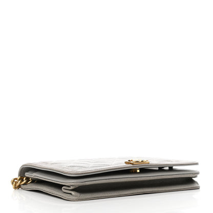 Chanel Caviar Quilted Boy Wallet On Chain WOC Grey 4 of 12
