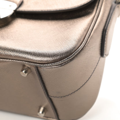 Prada Metallic Saffiano Pushlock Shoulder Bag Bronzo 10 of 15