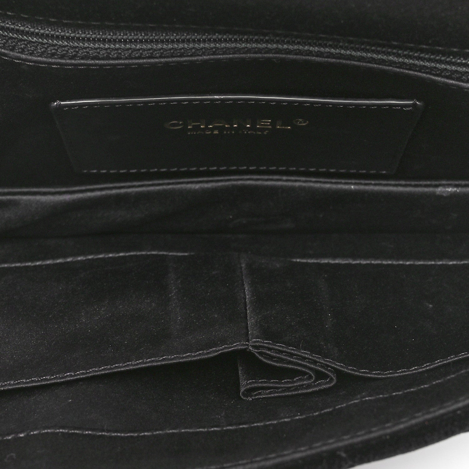 Chanel Velvet Quilted CC Pearl Clutch Black 5 of 10