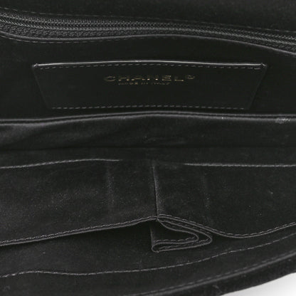 Chanel Velvet Quilted CC Pearl Clutch Black 5 of 10