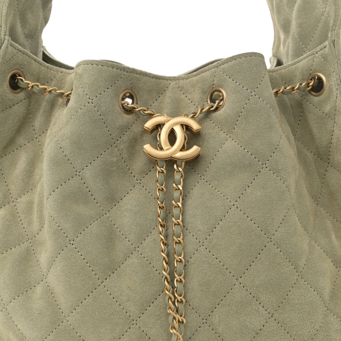Suede Quilted Medium Chanel 25 Handbag Khaki