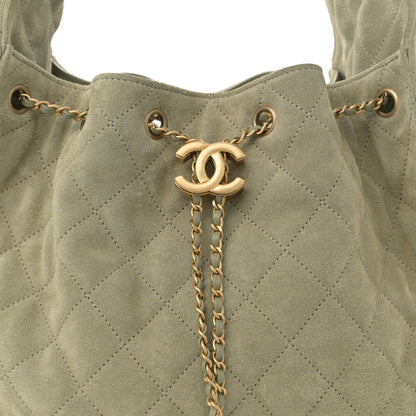 Chanel Suede Quilted Medium Chanel 25 Handbag Khaki 8 of 10