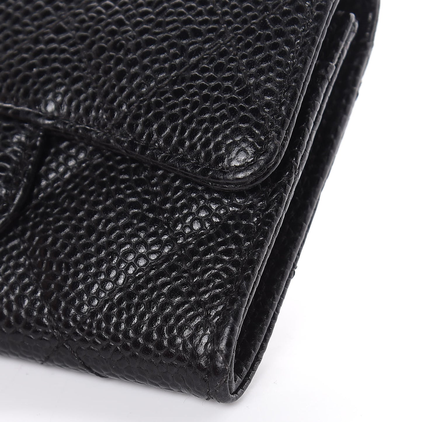 Caviar Quilted Flap Card Holder Black