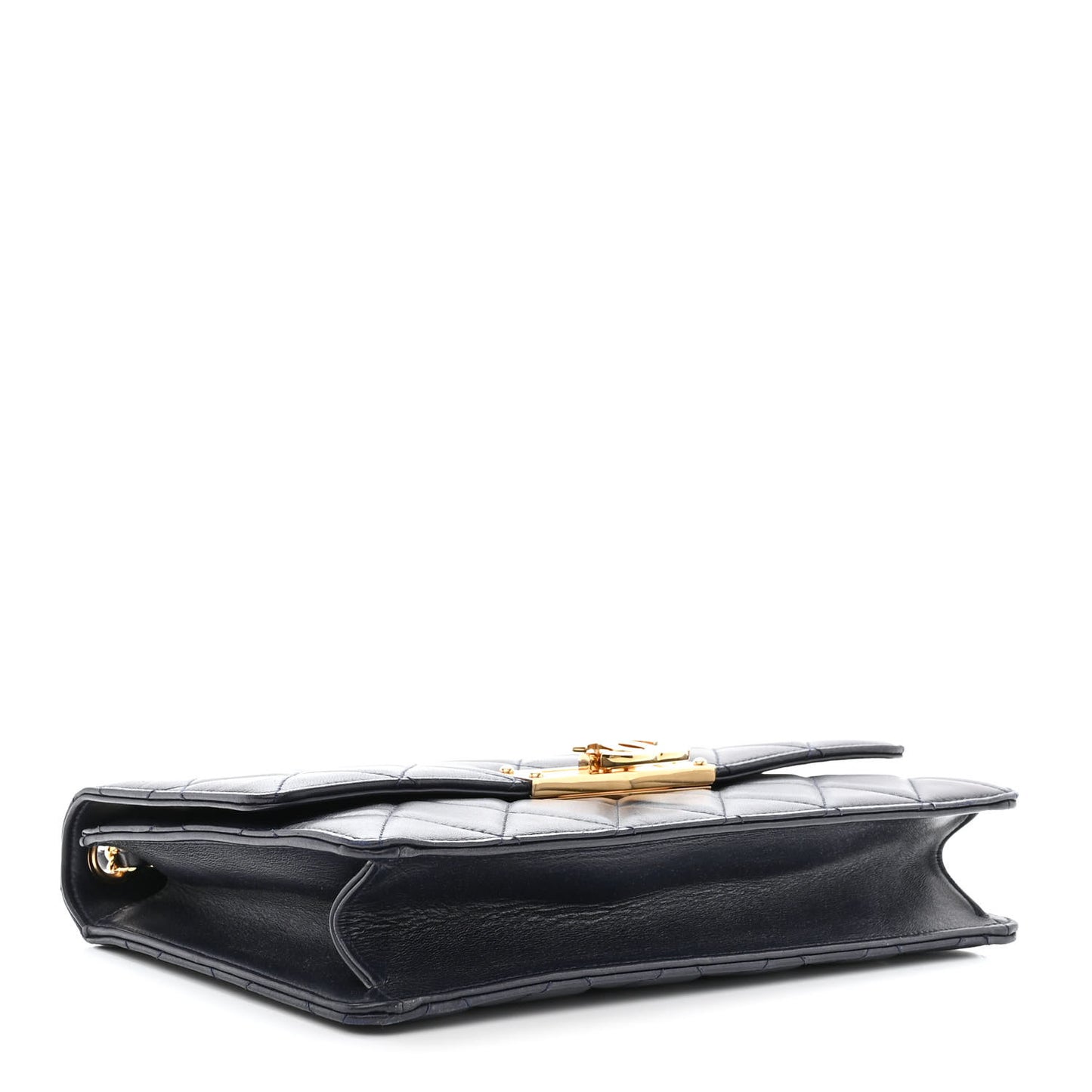 Lambskin Quilted Large Golden Class Flap Navy