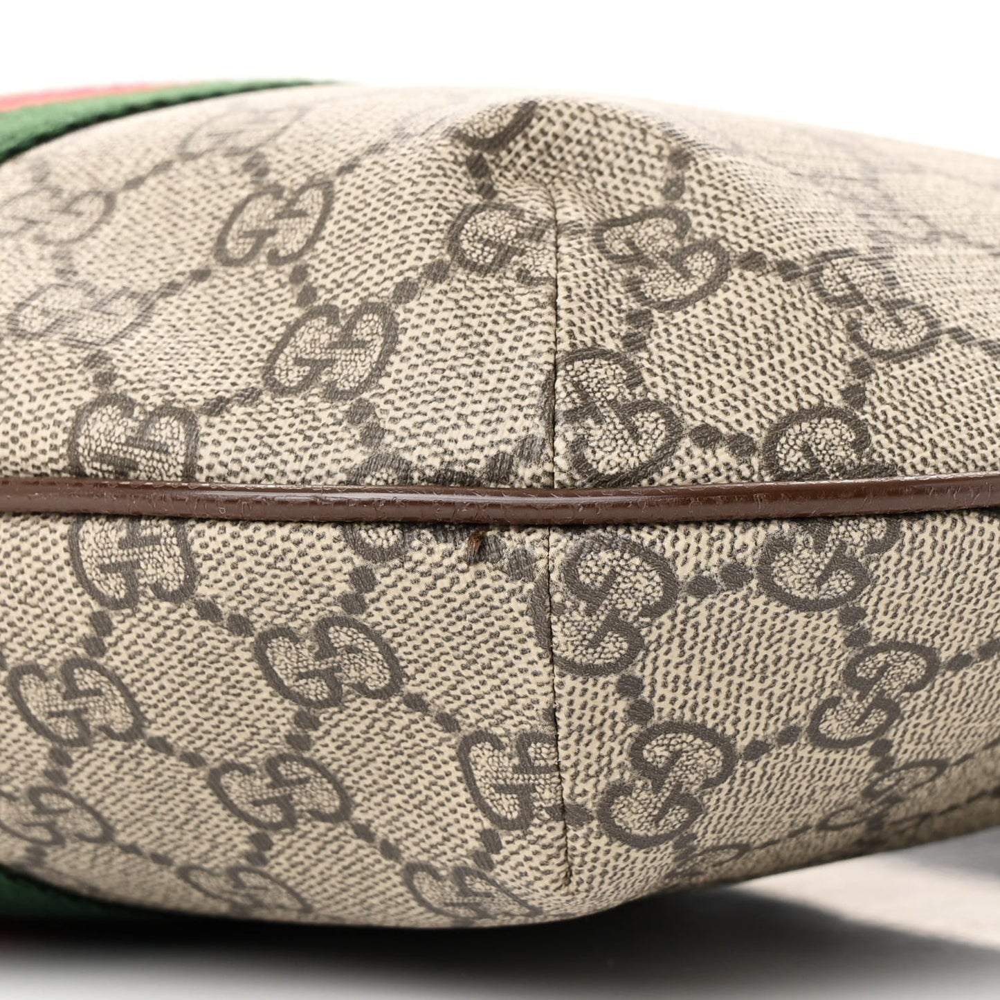 GG Supreme Monogram Web Small Ophidia Half Moon Hobo Brown