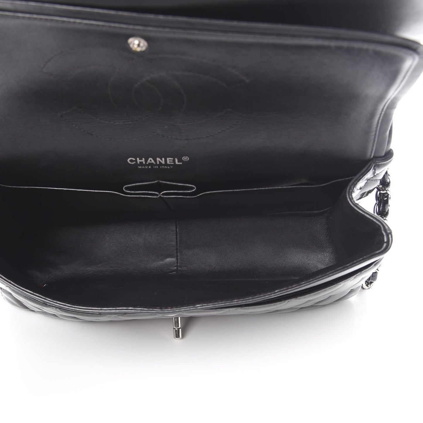 Patent Quilted Jumbo Double Flap Black