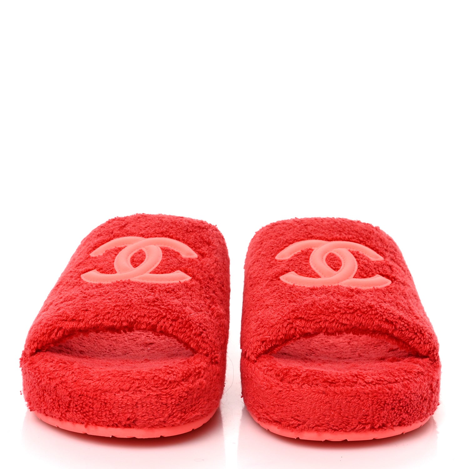 Chanel Terry CC Flat Mules Sandals 38 Dark Red Orange 2 of 9