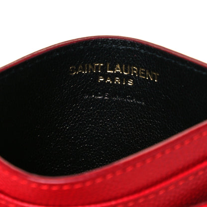 Saint Laurent Grain De Poudre Matelasse Chevron Monogram Credit Card Case New Red 6 of 7