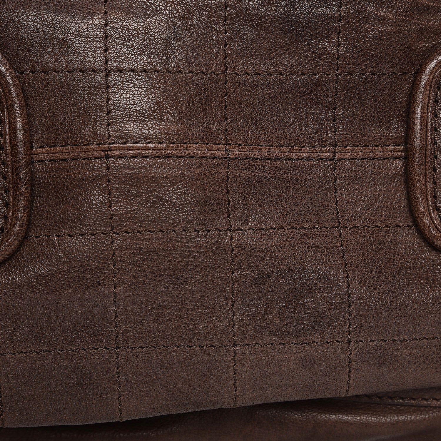 Chanel Calfskin Square Stitch Round Bowling Bag Brown 4 of 14
