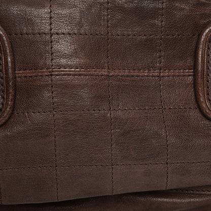 Chanel Calfskin Square Stitch Round Bowling Bag Brown 4 of 14