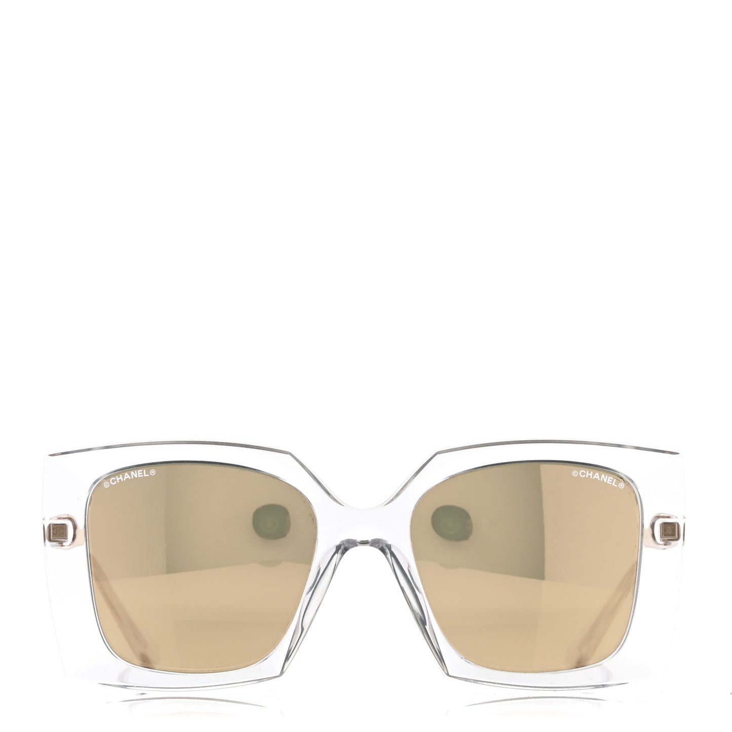 18K White Gold Mirror Square Sunglasses 6051 Gold