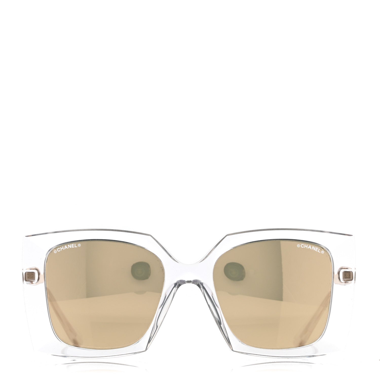 Chanel 18K White Gold Mirror Square Sunglasses 6051 Gold 2 of 7
