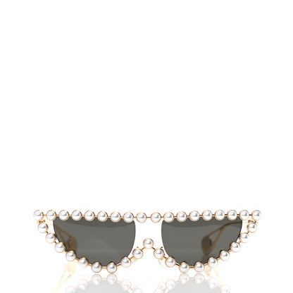 Gucci Metal Pearl Cat Eye Sunglasses GG0364S Gold 2 of 7