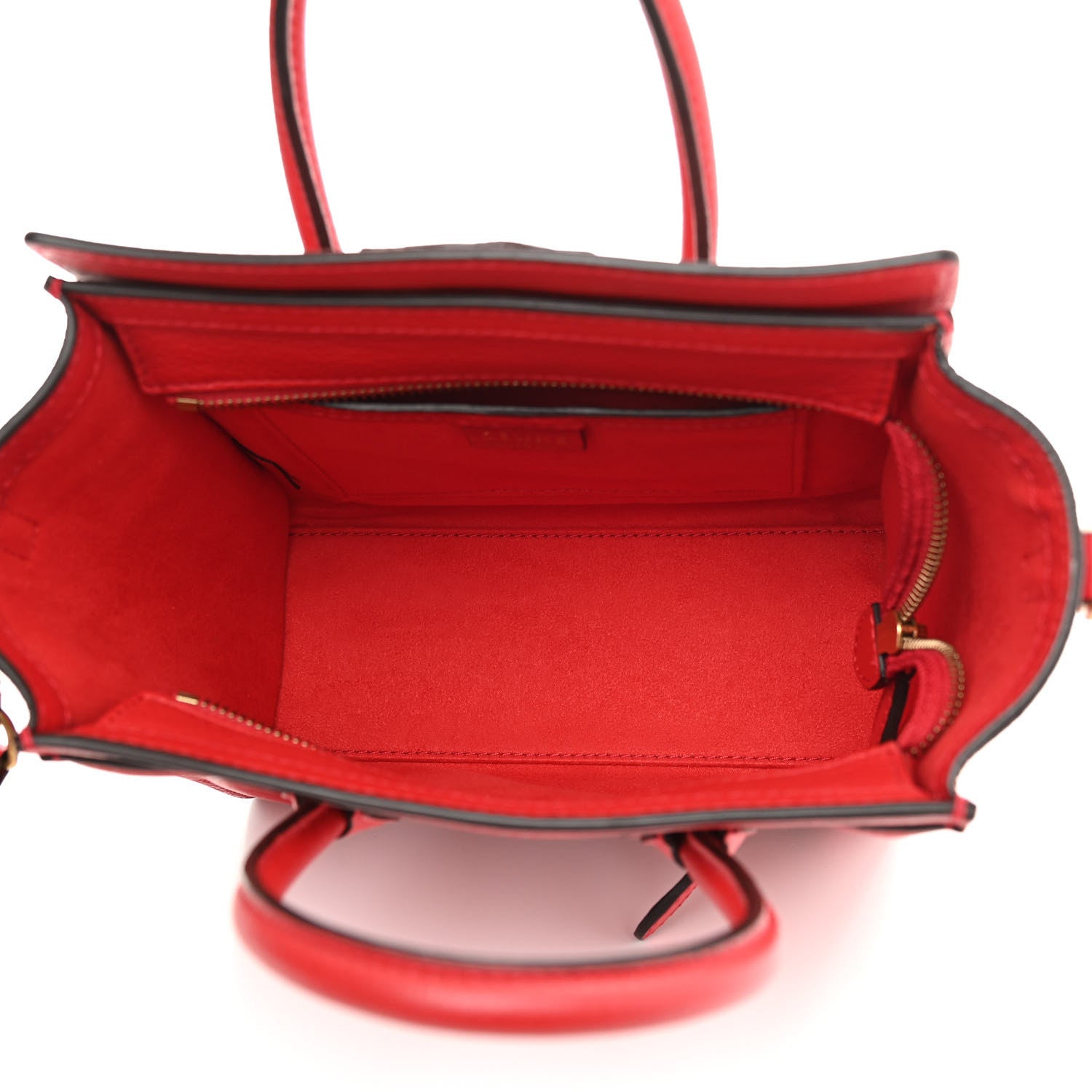 Celine Drummed Calfskin Nano Luggage Coquelicot 5 of 14