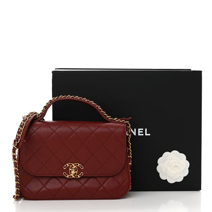 Chanel Lambskin Quilted Chain Infinity Top Handle Flap Burgundy 12 of 12