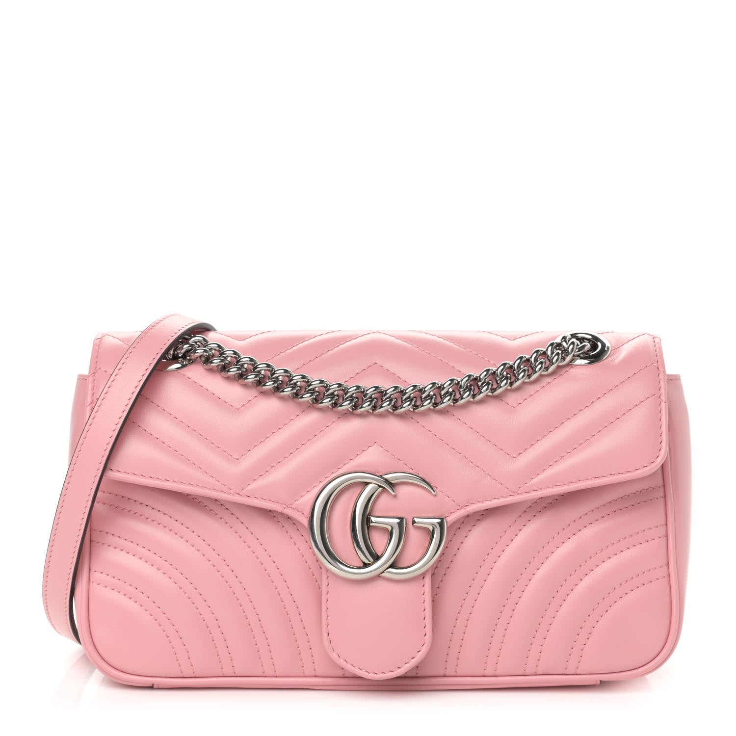 Gucci Calfskin Matelasse Small GG Marmont Shoulder Bag Wild Rose 1 of 11