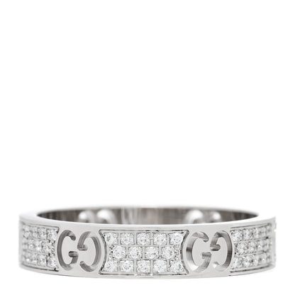Gucci 18K White Gold Diamond Icon Stardust Band Ring 58 8.25 1 of 4
