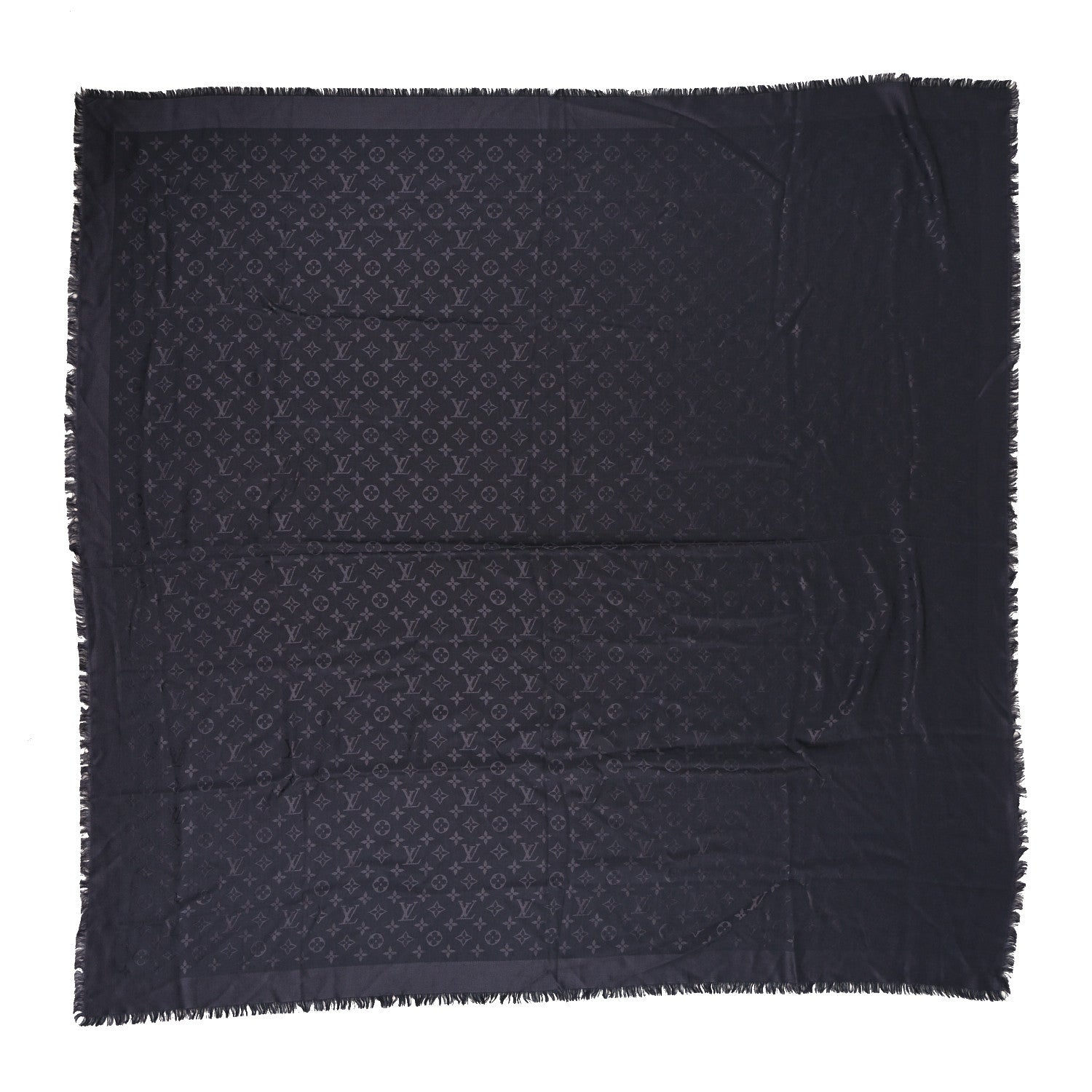 Louis Vuitton Silk Wool Monogram Shawl Charcoal Grey 1 of 3