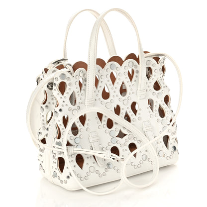 Alaia Calfskin Laser Cut Mina 16 Bag White 3 of 12