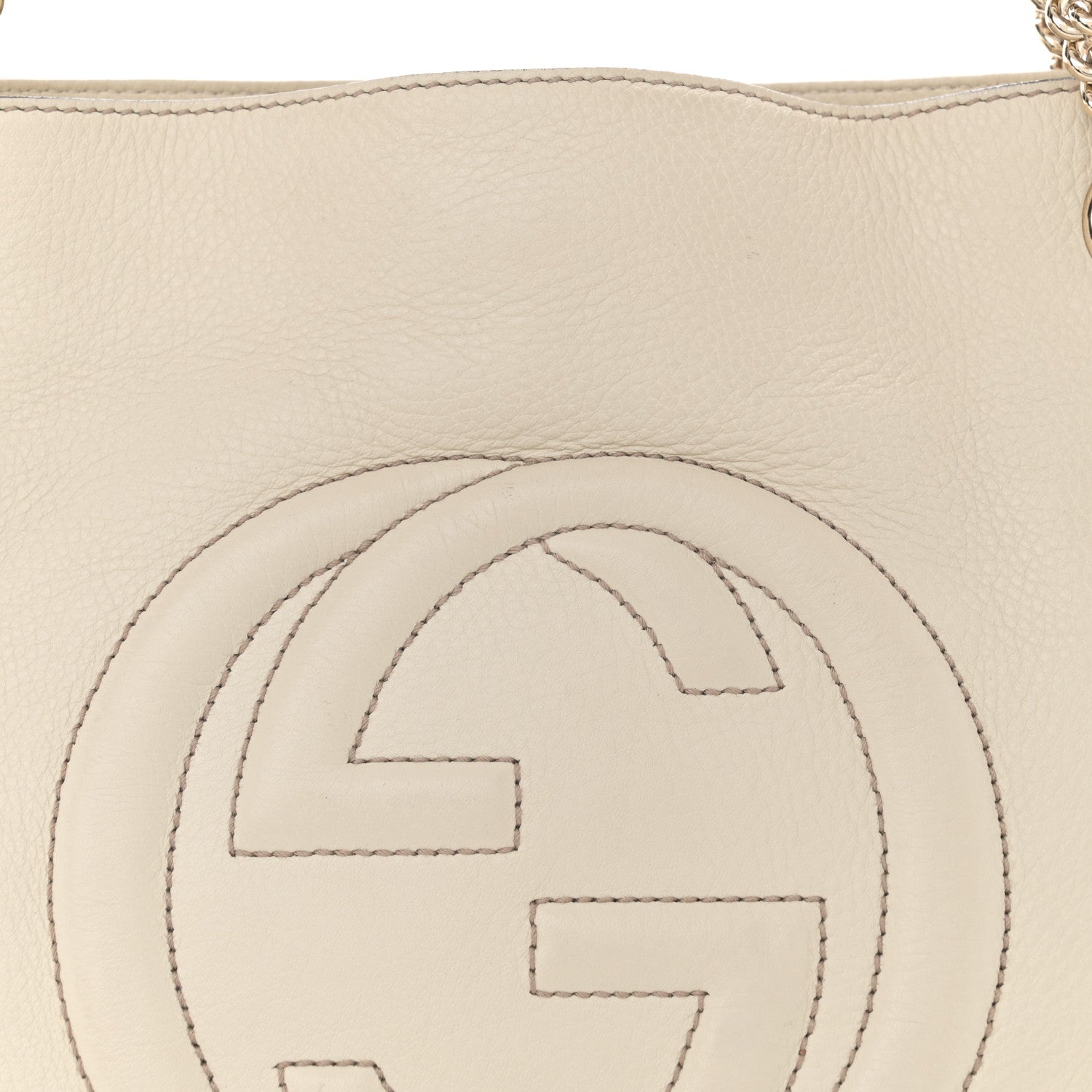 Gucci Pebbled Calfskin Medium Soho Chain Shoulder Bag Off White 8 of 13