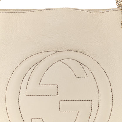 Gucci Pebbled Calfskin Medium Soho Chain Shoulder Bag Off White 8 of 13