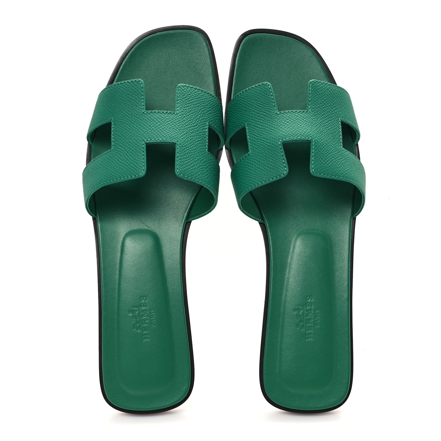 Hermes Epsom Oran Sandals 40.5 Vert Emeraude 2 of 10