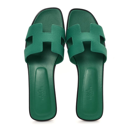 Hermes Epsom Oran Sandals 40.5 Vert Emeraude 2 of 10