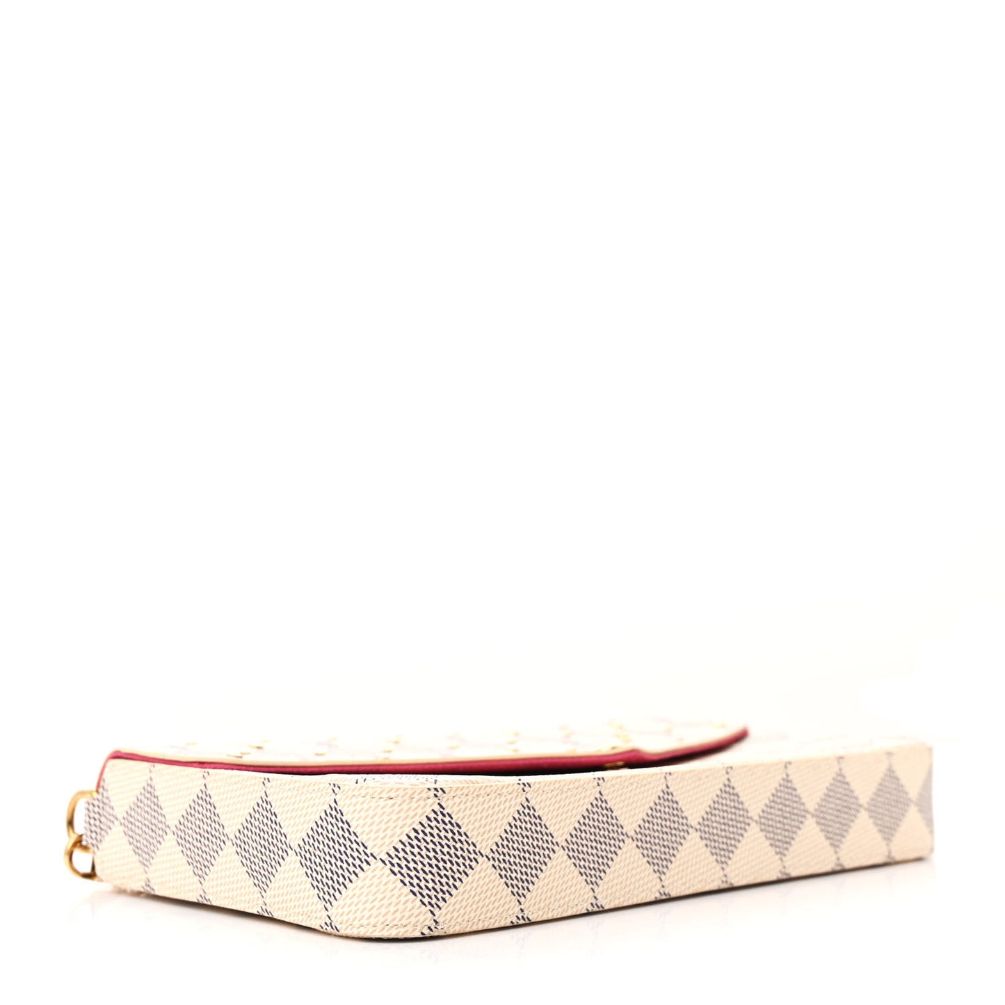 Damier Azur Studded Pochette Felicie Chain Wallet Fuchsia