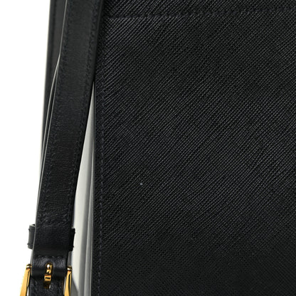 Prada Saffiano City Calfskin Medium Bibliothèque Top Handle Black White 14 of 14