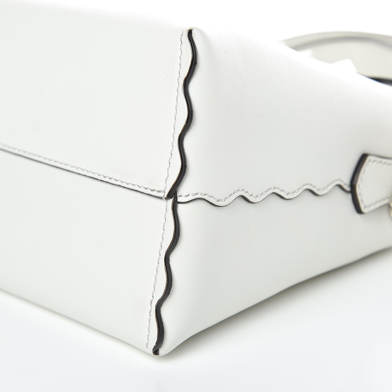 Fendi Vitello Dolce Scalloped Studded Medium By The Way Boston Bag White Ice 10 of 10
