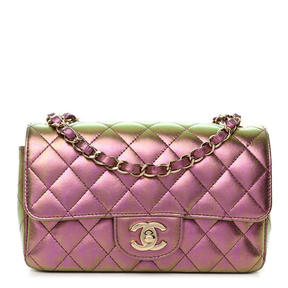 Chanel Iridescent Lambskin Quilted Mini Rectangular Flap Purple 1 of 10