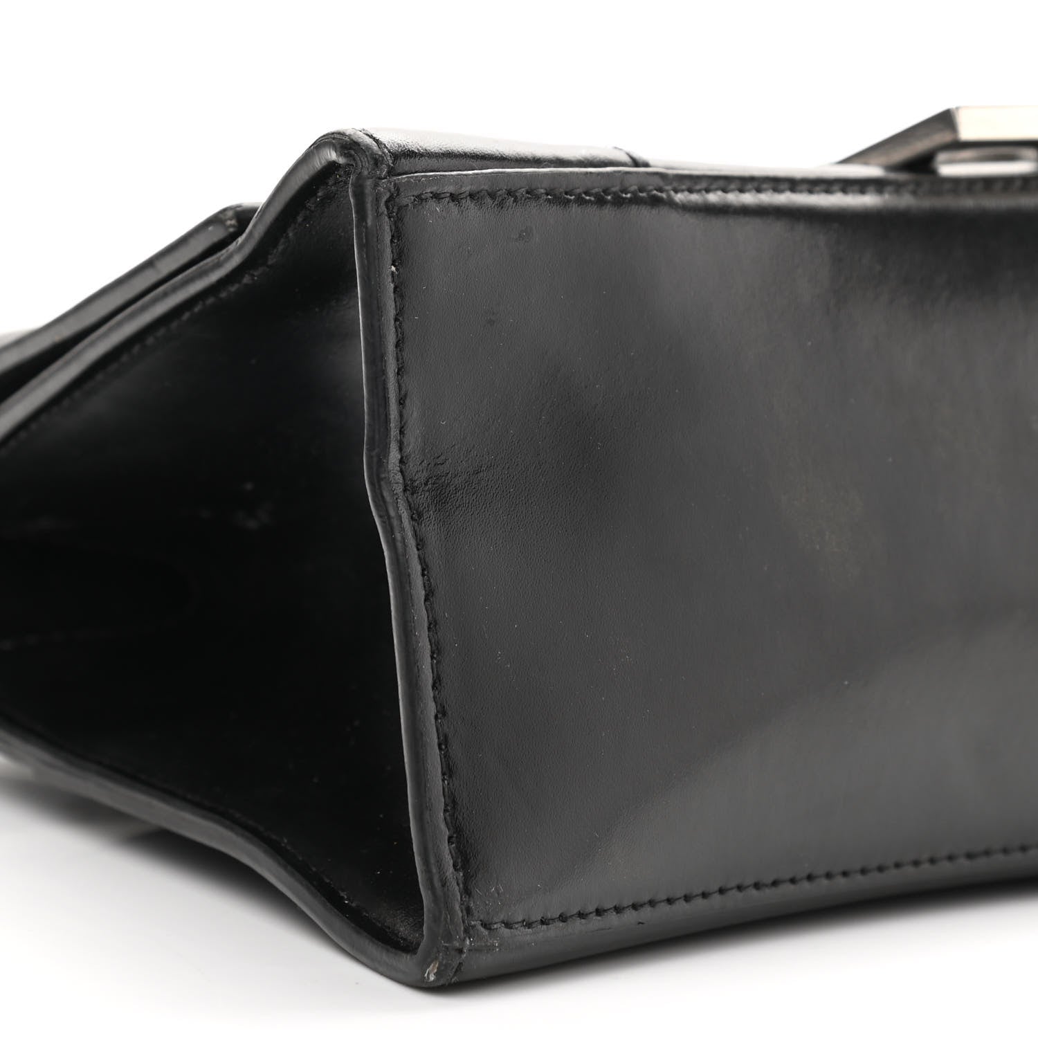 Balenciaga Shiny Box Calfskin Graffiti Logo Small Hourglass Top Handle Bag Black Silver 15 of 17
