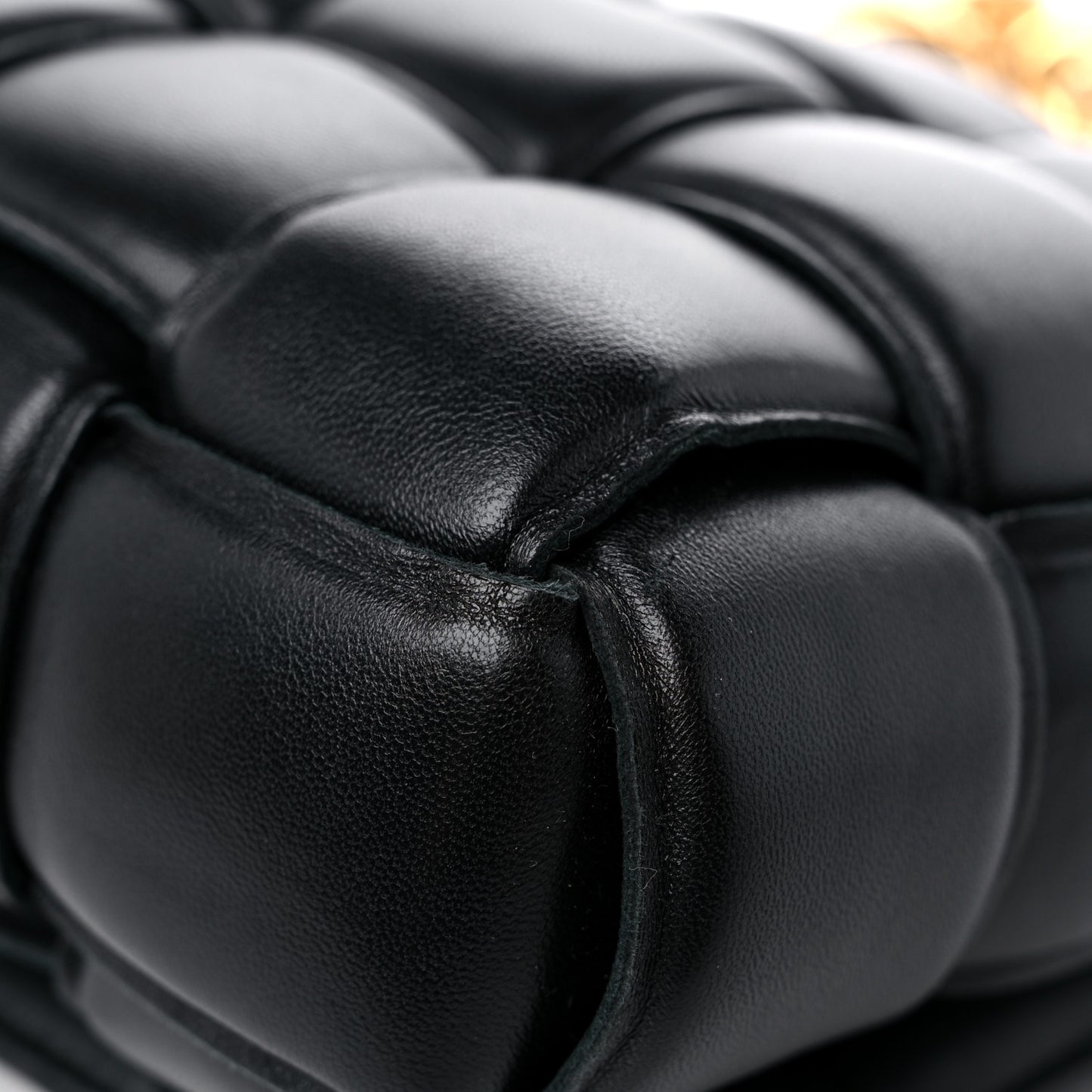 Lambskin Maxi Intreccio Padded Chain Cassette Crossbody Bag Black