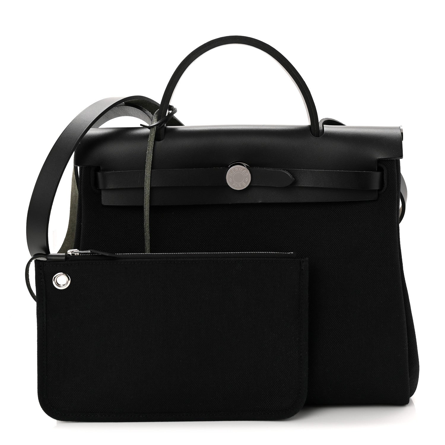 Hermes Military Toile Vache Hunter Herbag Zip Retourne 31 PM Black 2 of 11