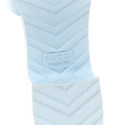 Gucci Rubber Gucci Logo Womens Platform 20/60mm Slide Sandals 37 Porcelain Light Blue 6 of 9