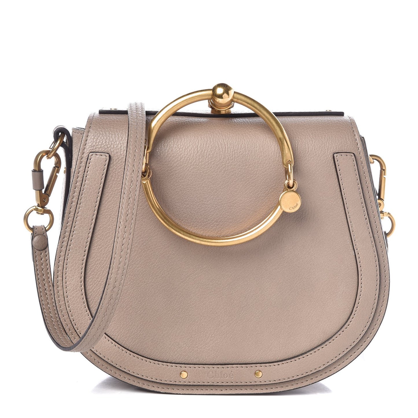 Calfskin Suede Medium Nile Bracelet Bag Motty Grey