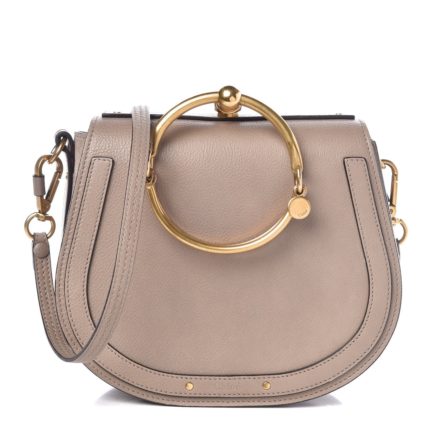 Chloe Calfskin Suede Medium Nile Bracelet Bag Motty Grey 1 of 8
