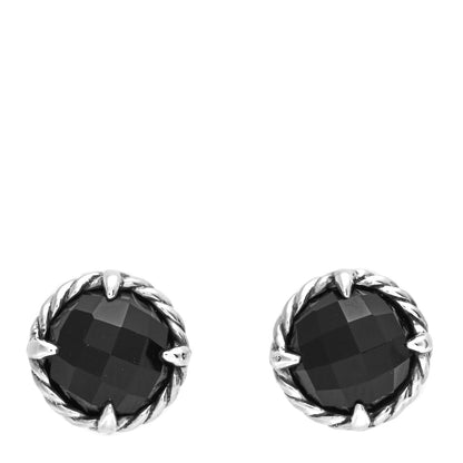 David Yurman Sterling Silver Black Onyx 8mm Chatelaine Earrings 1 of 4