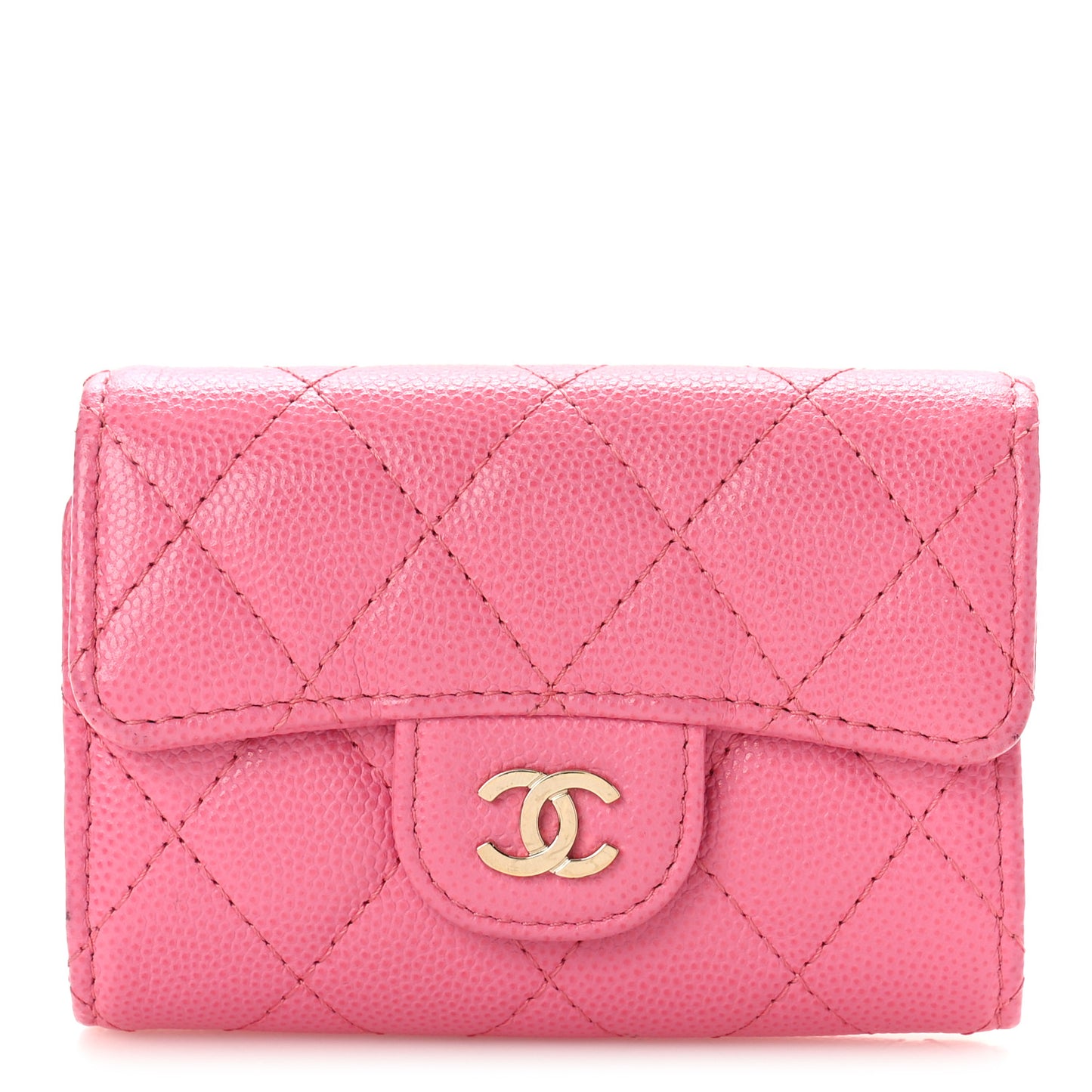 Caviar Quilted Classic 4 Key Holder Wallet Pink