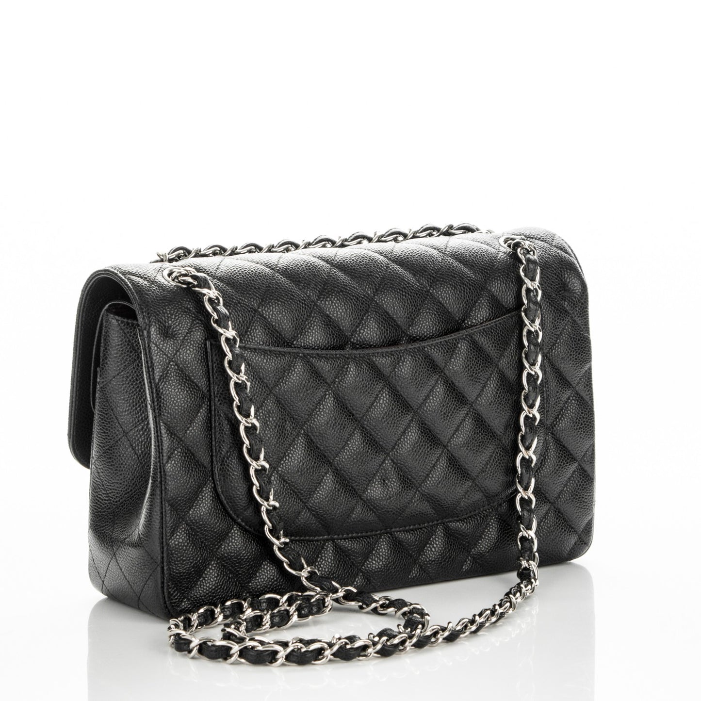 Caviar Quilted Jumbo Double Flap Black