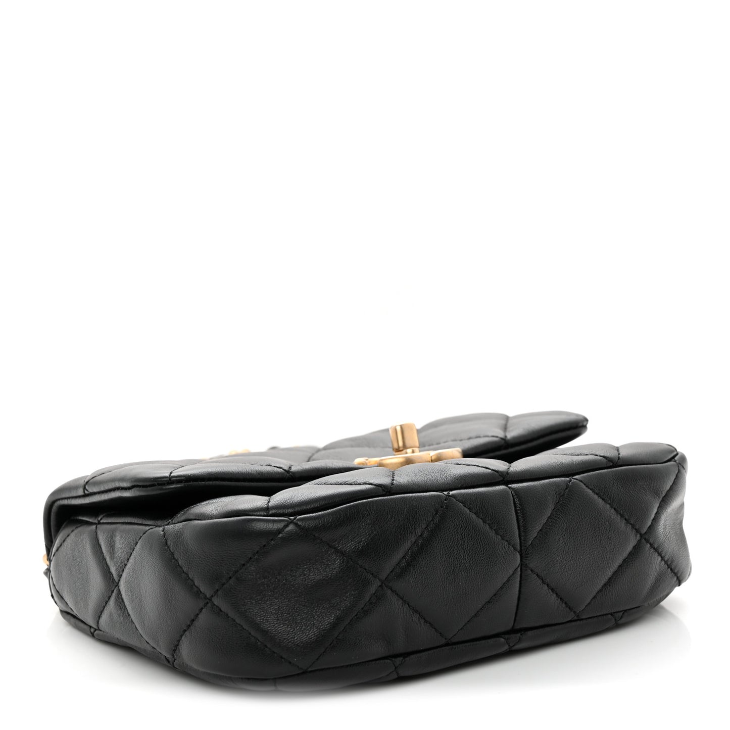 Lambskin Quilted Mini Lacquered Chain Flap Black