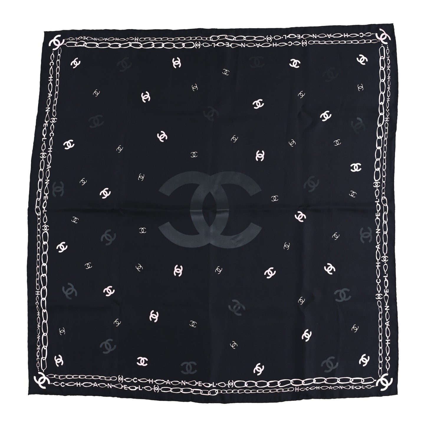 Silk CC Square Scarf Black Pink