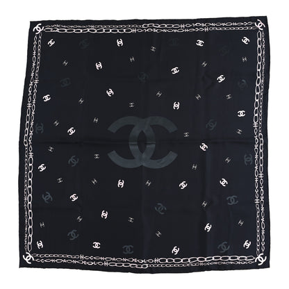 Chanel Silk CC Square Scarf Black Pink 1 of 3