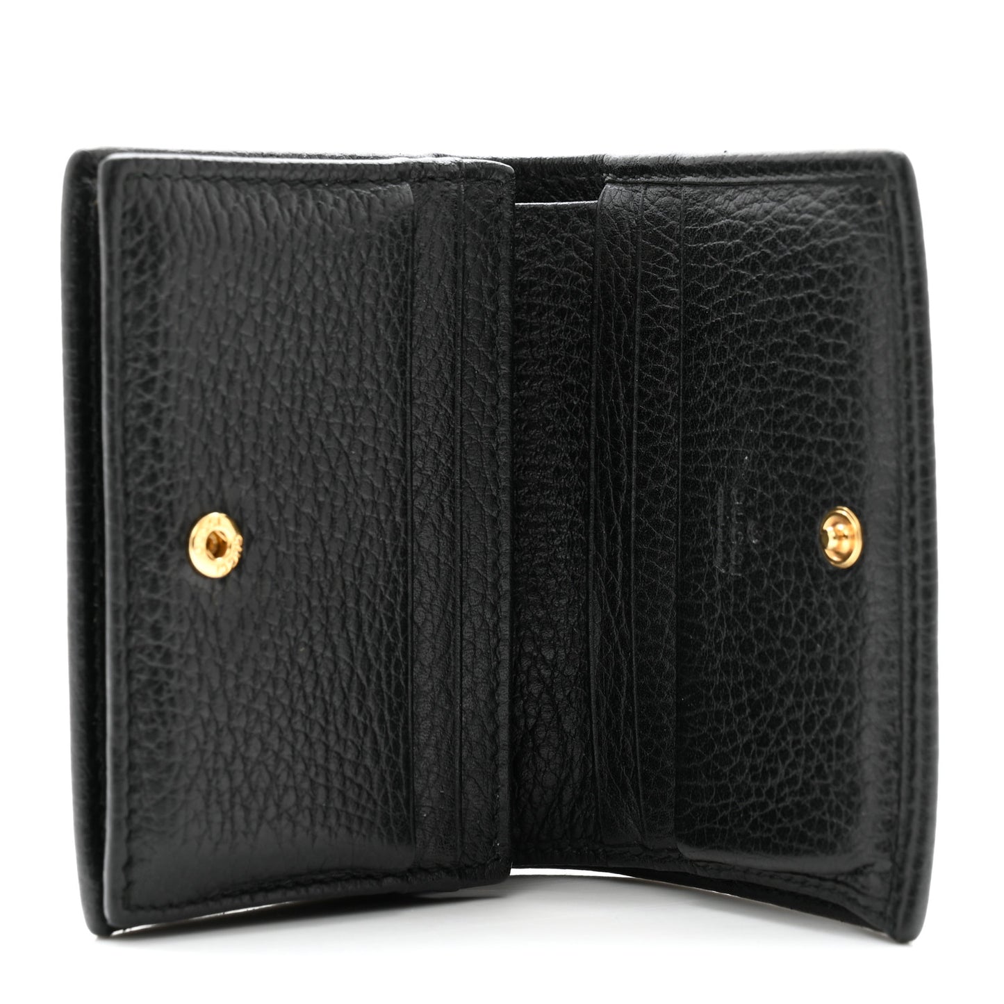 Pebbled Calfskin GG Marmont Card Case Black