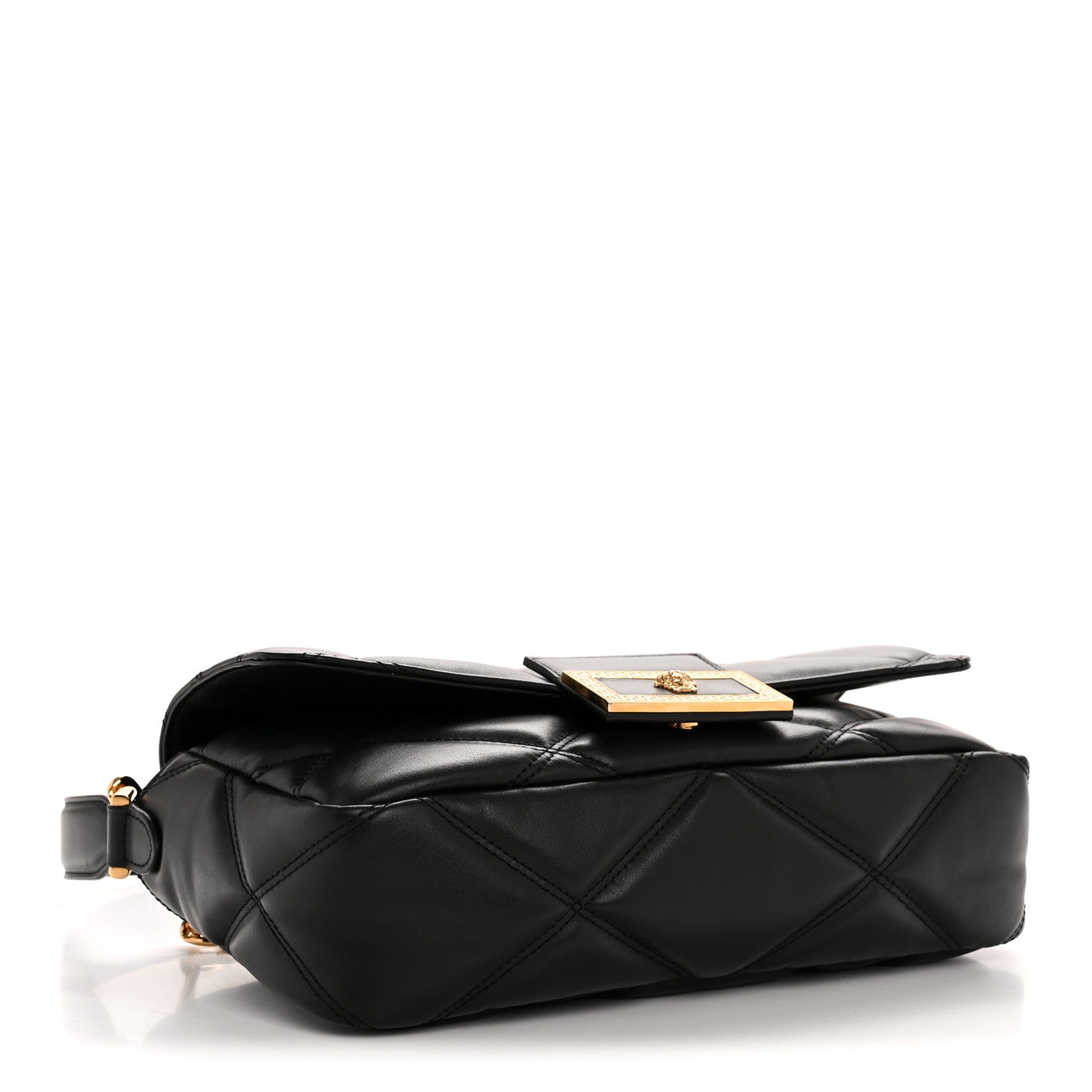 Versace Calfskin Quilted Medusa Medium Top Handle Shoulder Bag Black 4 of 11