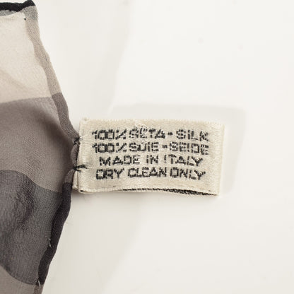 Chanel Silk CC Camellia Clover Square Scarf Black White 4 of 5