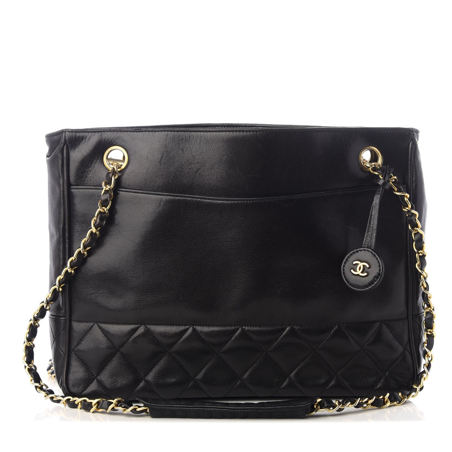 Chanel Lambskin Shopping Tote Black 1 of 9