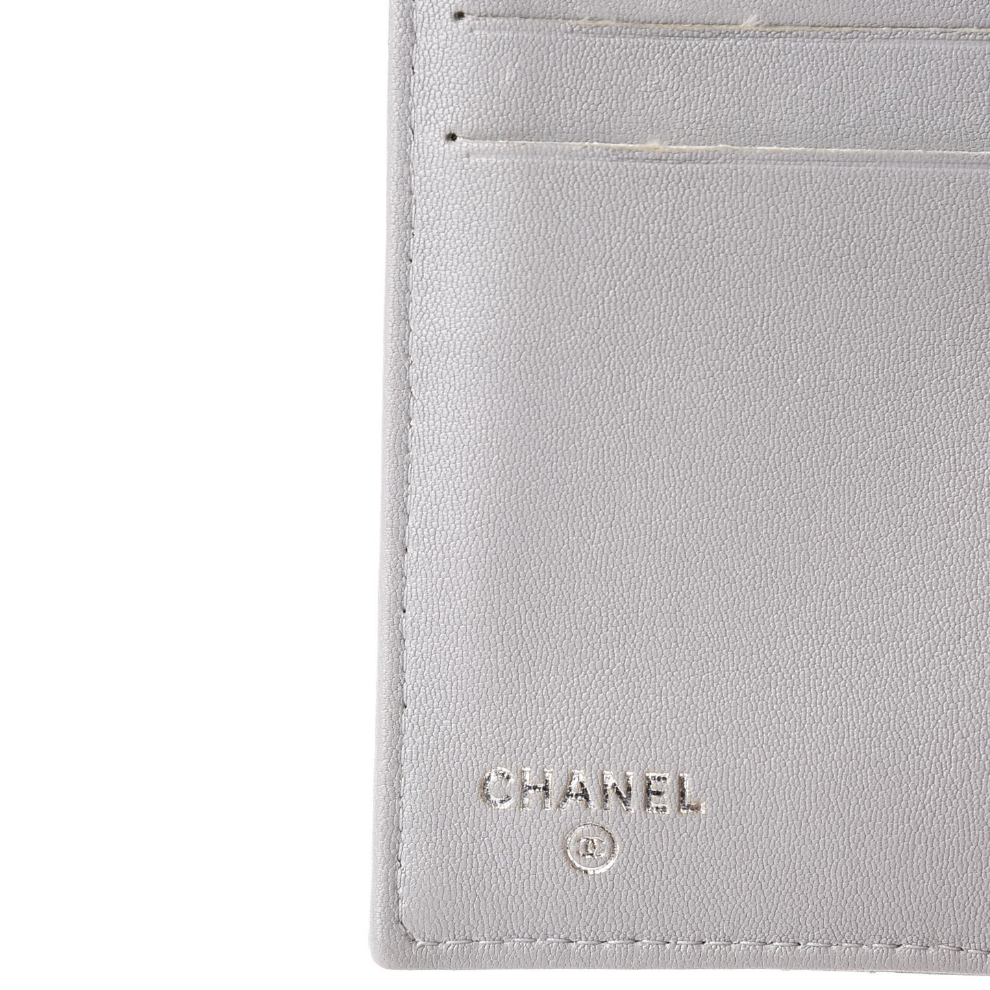 Goatskin Quilted CC Box Flap Wallet Grey
